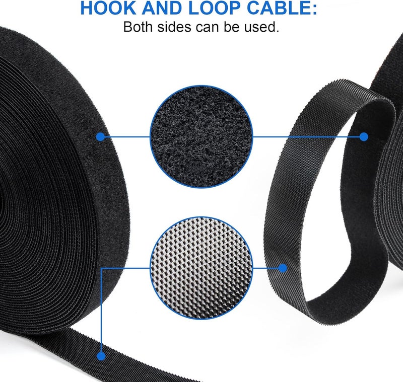 Oneleaf 2 Pack Fastening Cable Management Roll, Free Cutting Cable Straps, Double-Sided Hook and Loop Cable Ties Roll, Multi-Purpose Wire Management Tape for Home and Office - Image 4